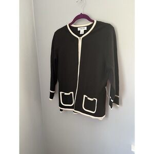 Judith Hart Collection Vintage Cardigan and Top Set Women's Size L/Xl Black Whit